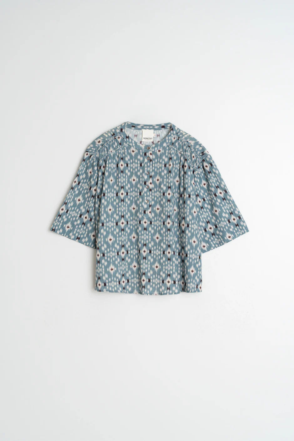 Indi & Cold Printed Smock Detail Cotton Blouse