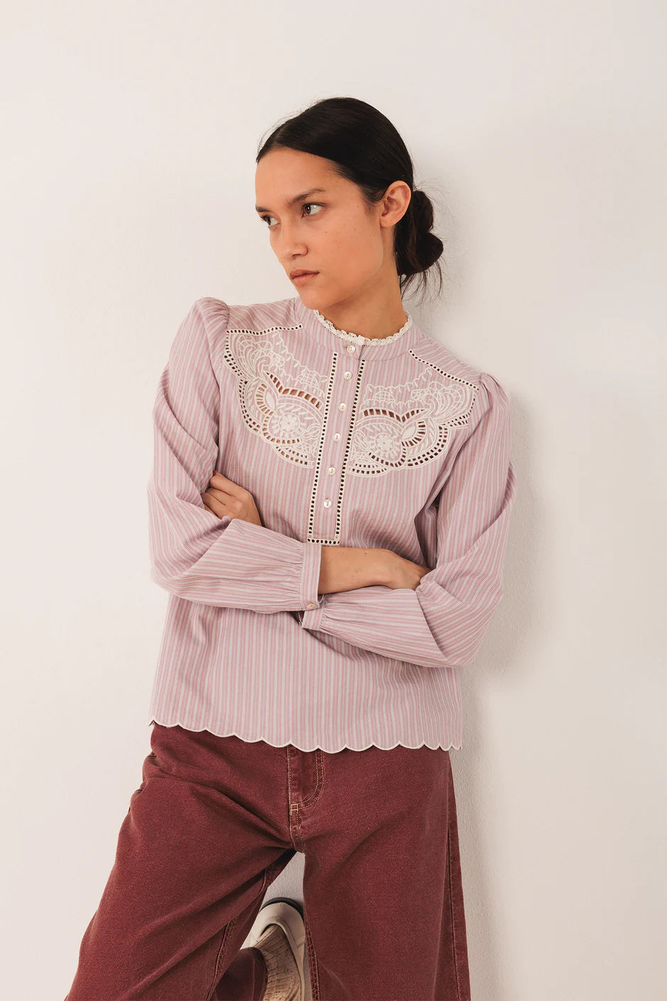 Indi & Cold Embroidered Poplin Blouse