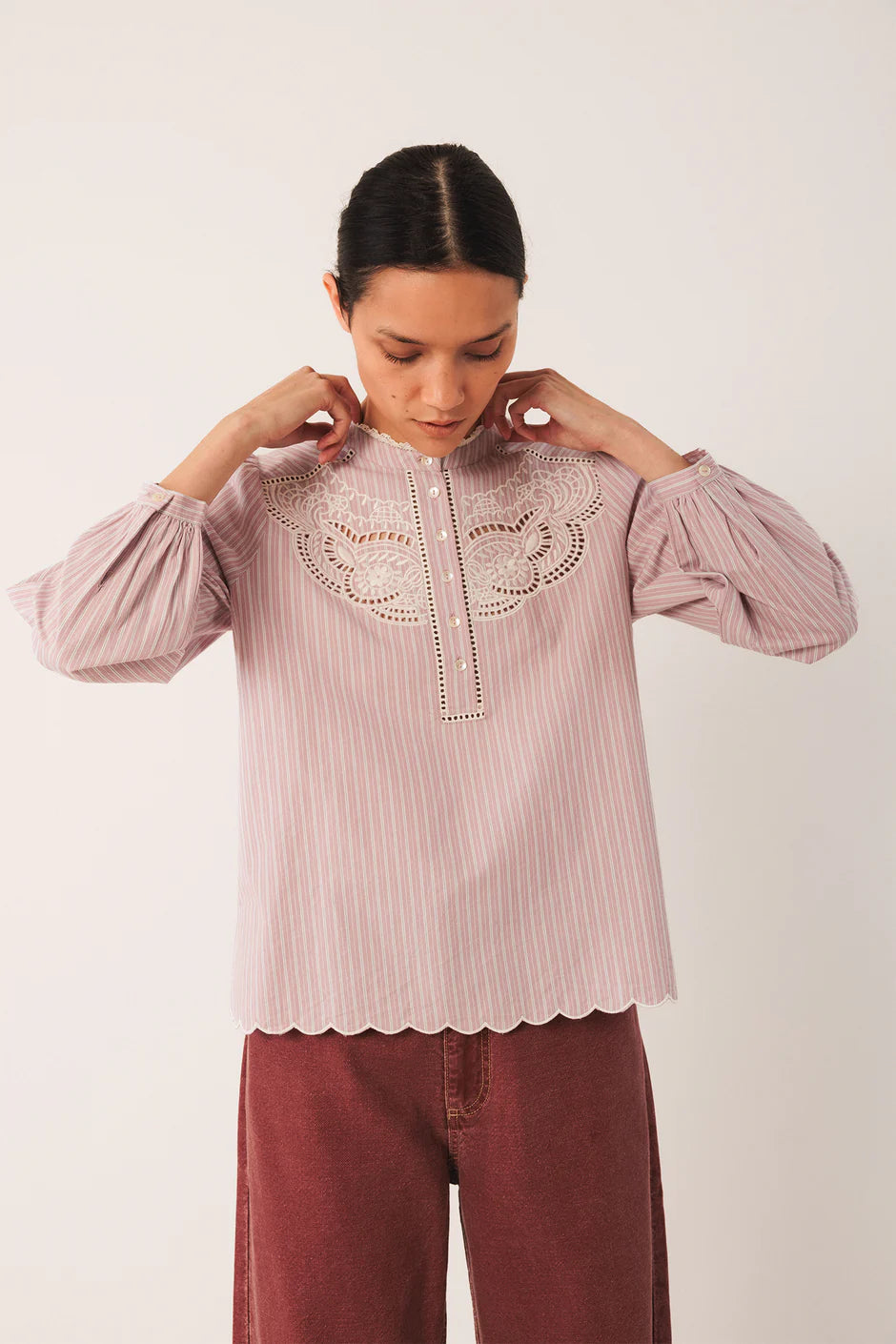 Indi & Cold Embroidered Poplin Blouse