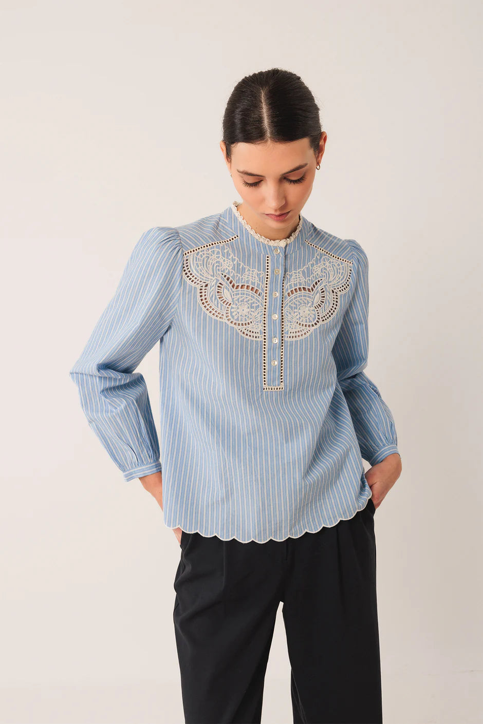 Indi & Cold Embroidered Poplin Blouse