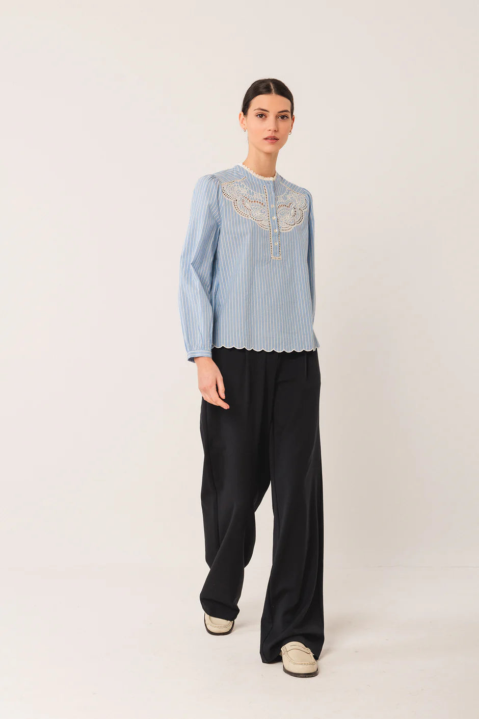 Indi & Cold Embroidered Poplin Blouse