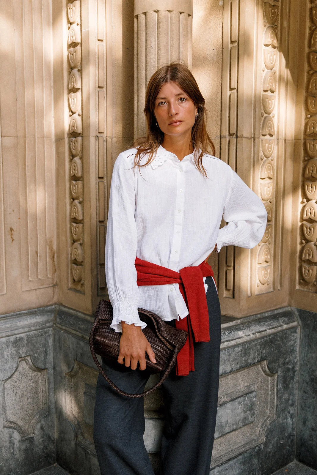 Indi & Cold Cotton Romantic Double Gauze Collared Blouse