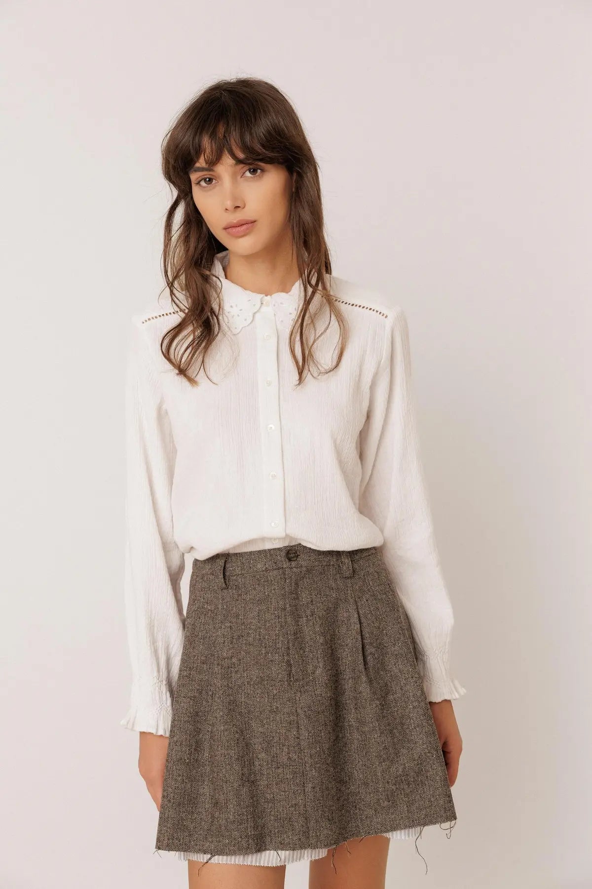 Indi & Cold Cotton Gauze Collared Blouse