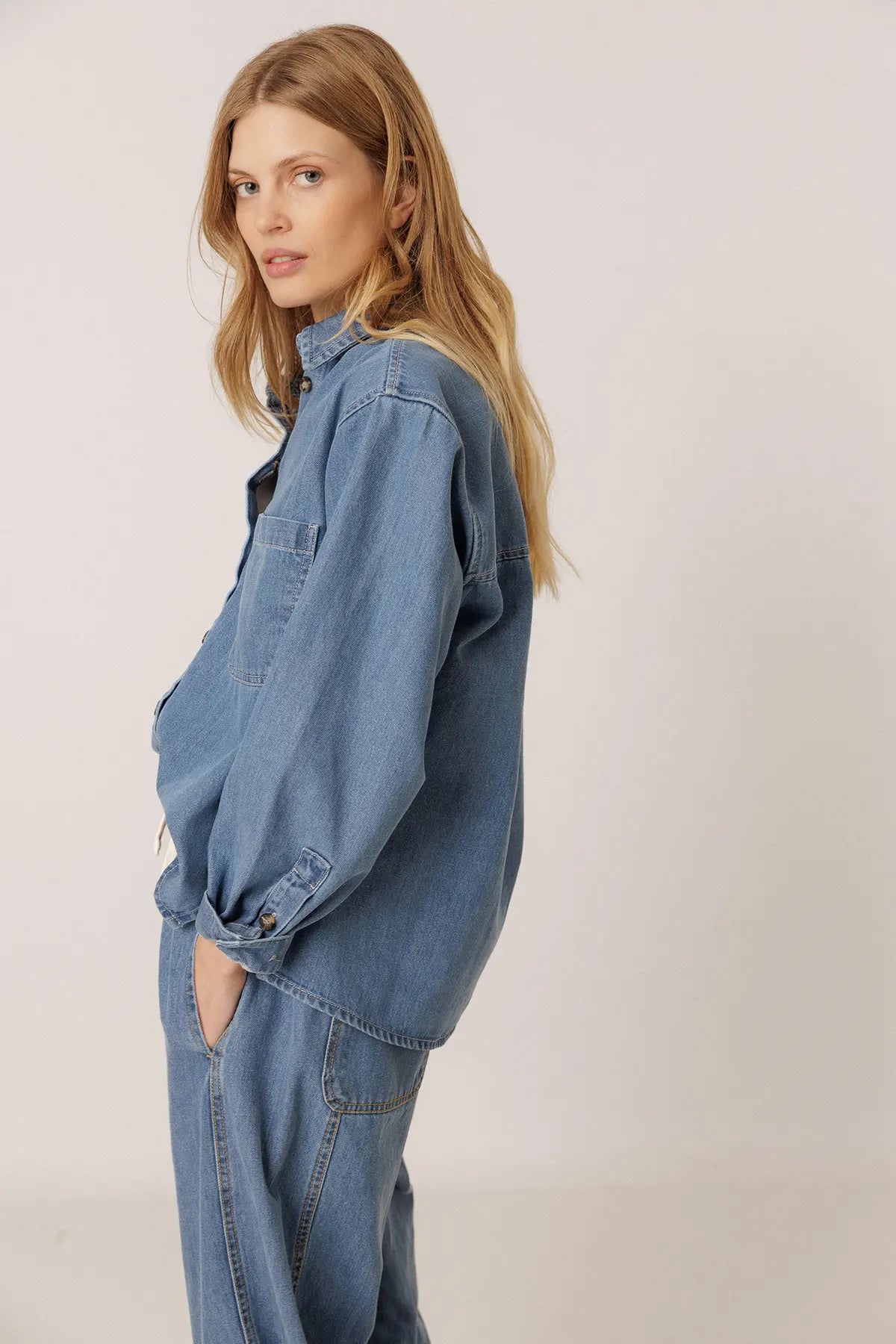 Indi & Cold 3/4 Sleeve Denim Shirt