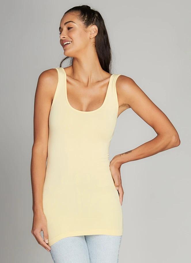 C'est Moi Seamless Bamboo Scoop Neck Tank Butter