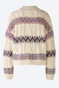 Oui Cotton Mock Neck Faireisle Sweater