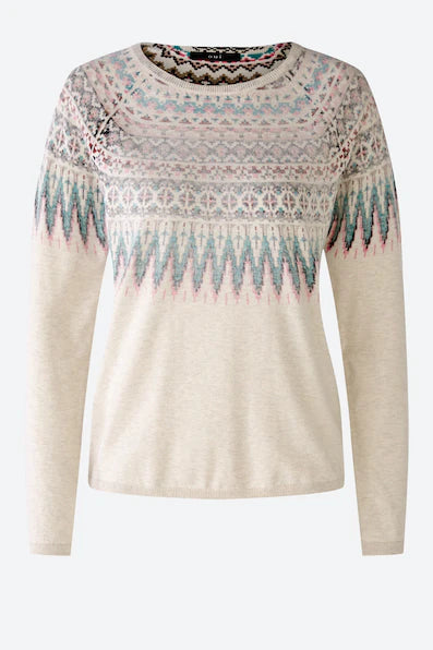 Oui Cotton Reverse Faireisle Sweater