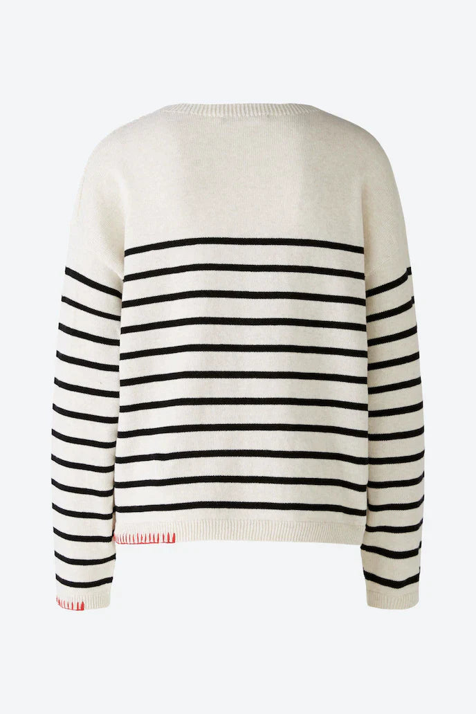 Oui Stripe Heart Sweater