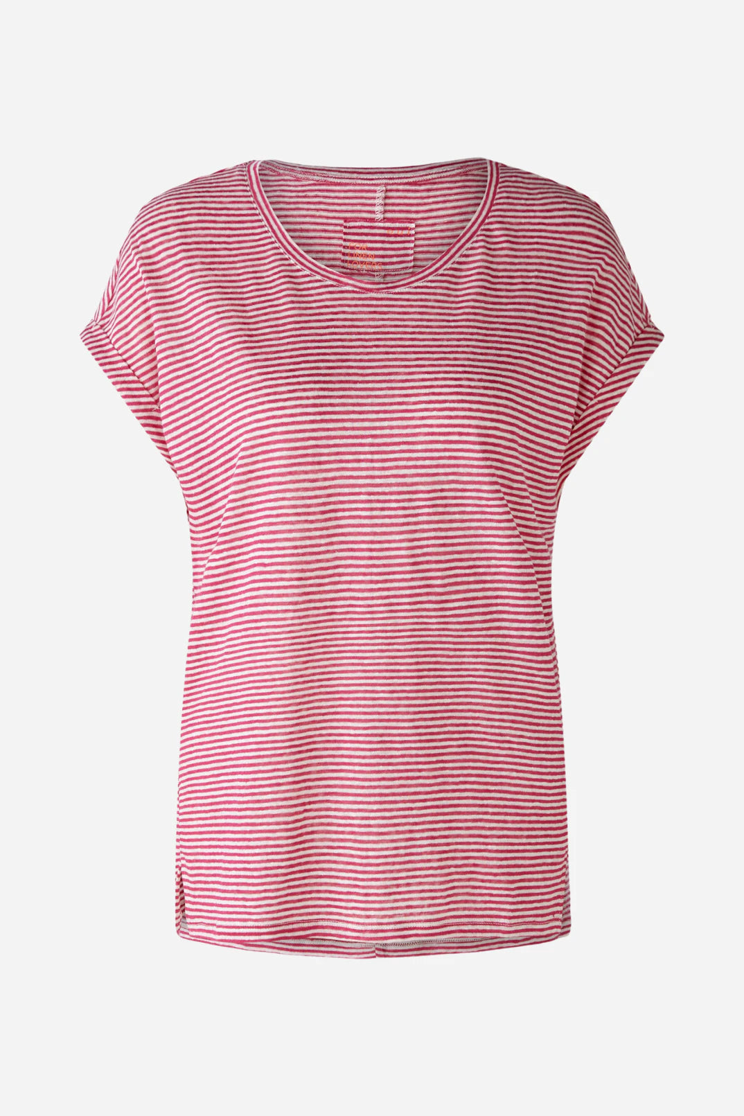 Oui V-Neck Striped Linen T-Shirt