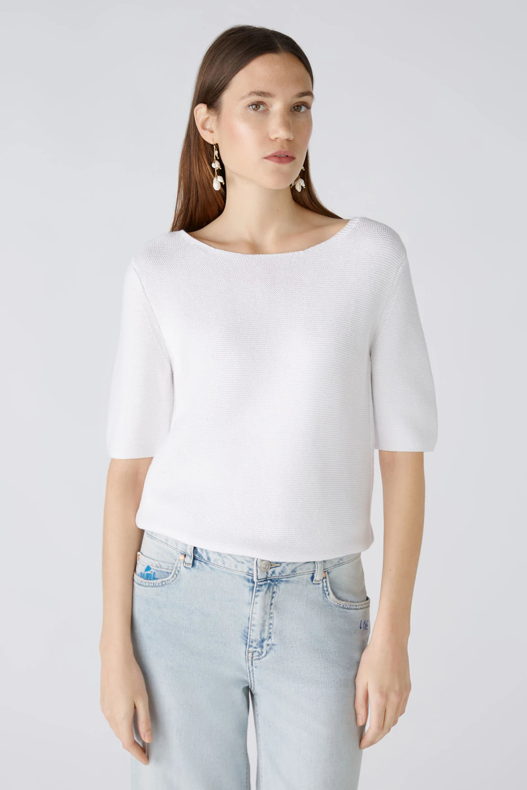 Oui Half Sleeve Cotton Sweater