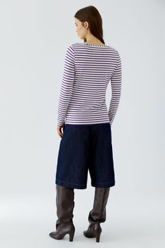 Oui Sumiko Long Sleeve Striped T-Shirt
