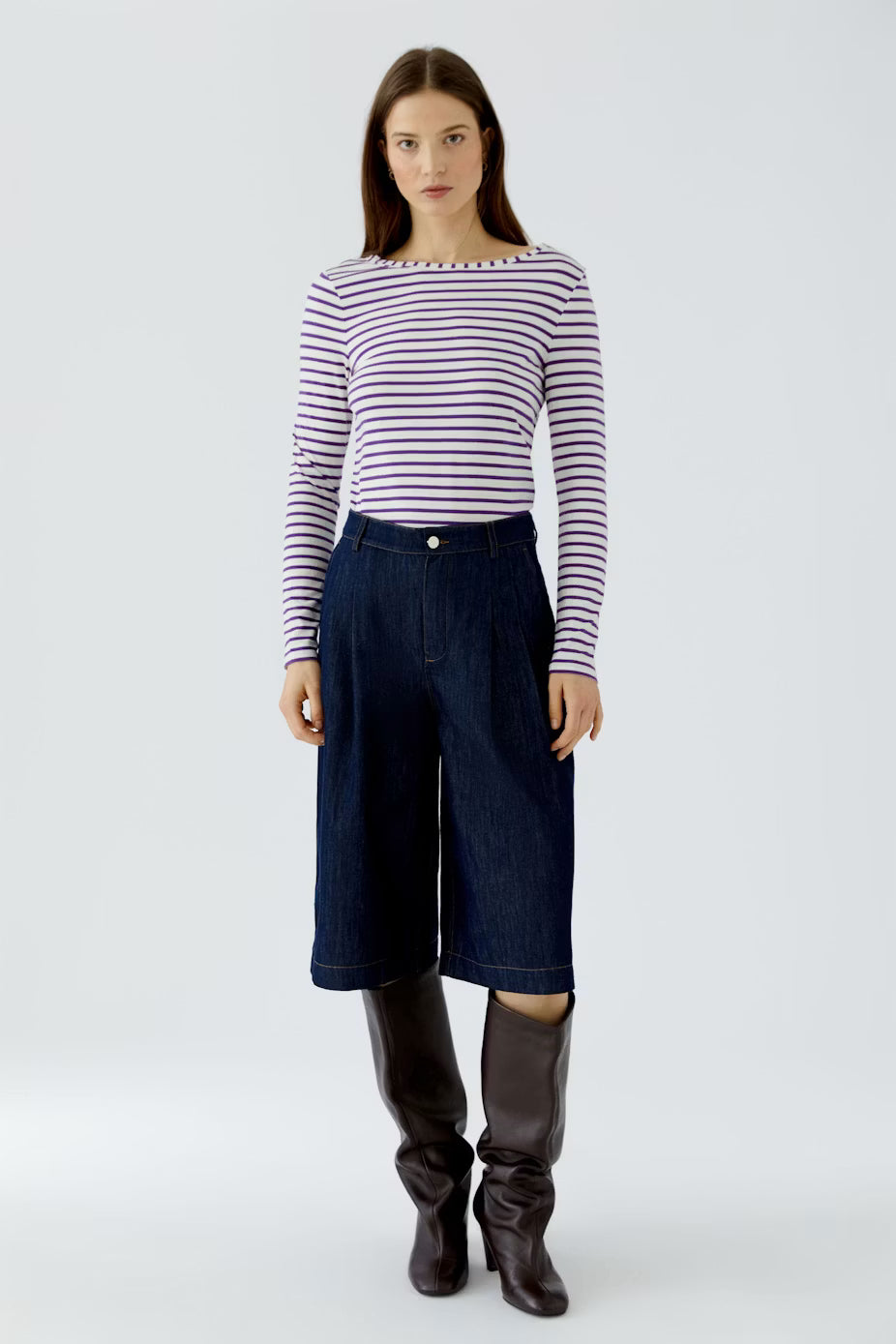 Oui Sumiko Long Sleeve Striped T-Shirt