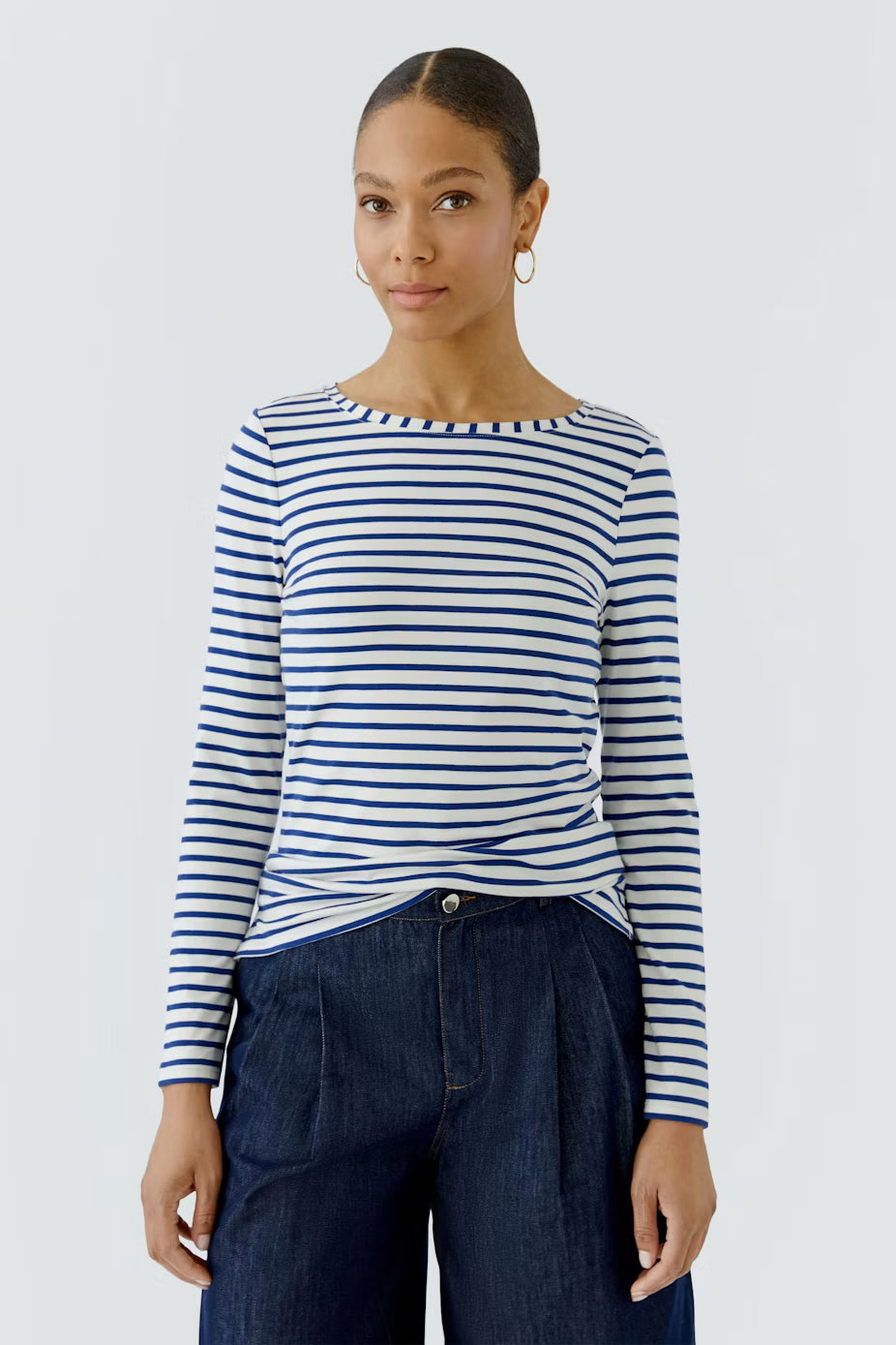 Oui Sumiko Long Sleeve Striped T-Shirt