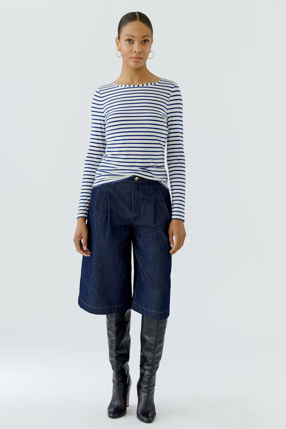 Oui Sumiko Long Sleeve Striped T-Shirt
