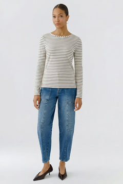 Oui Sumiko Long Sleeve Striped T-Shirt