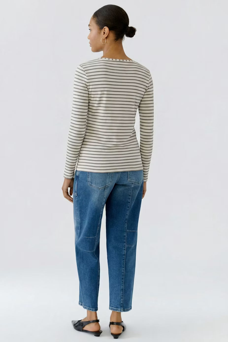 Oui Sumiko Long Sleeve Striped T-Shirt
