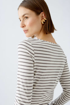 Oui Sumiko Long Sleeve Striped T-Shirt