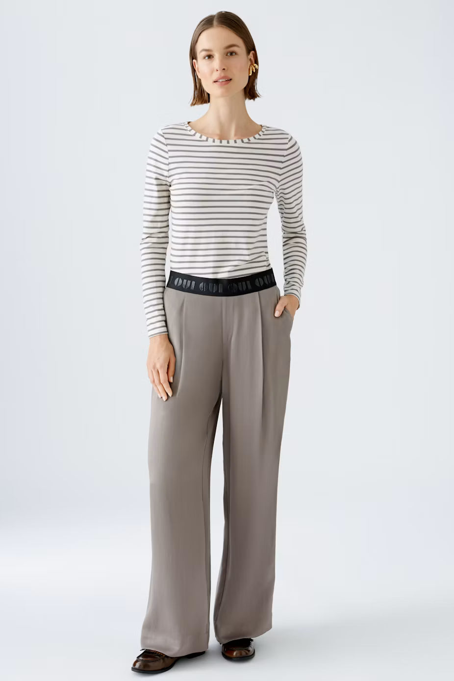 Oui Sumiko Long Sleeve Striped T-Shirt