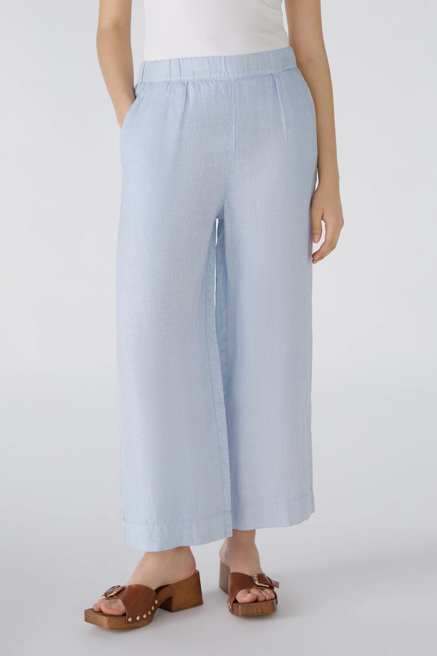 Oui Pull On Linen Crop Pant