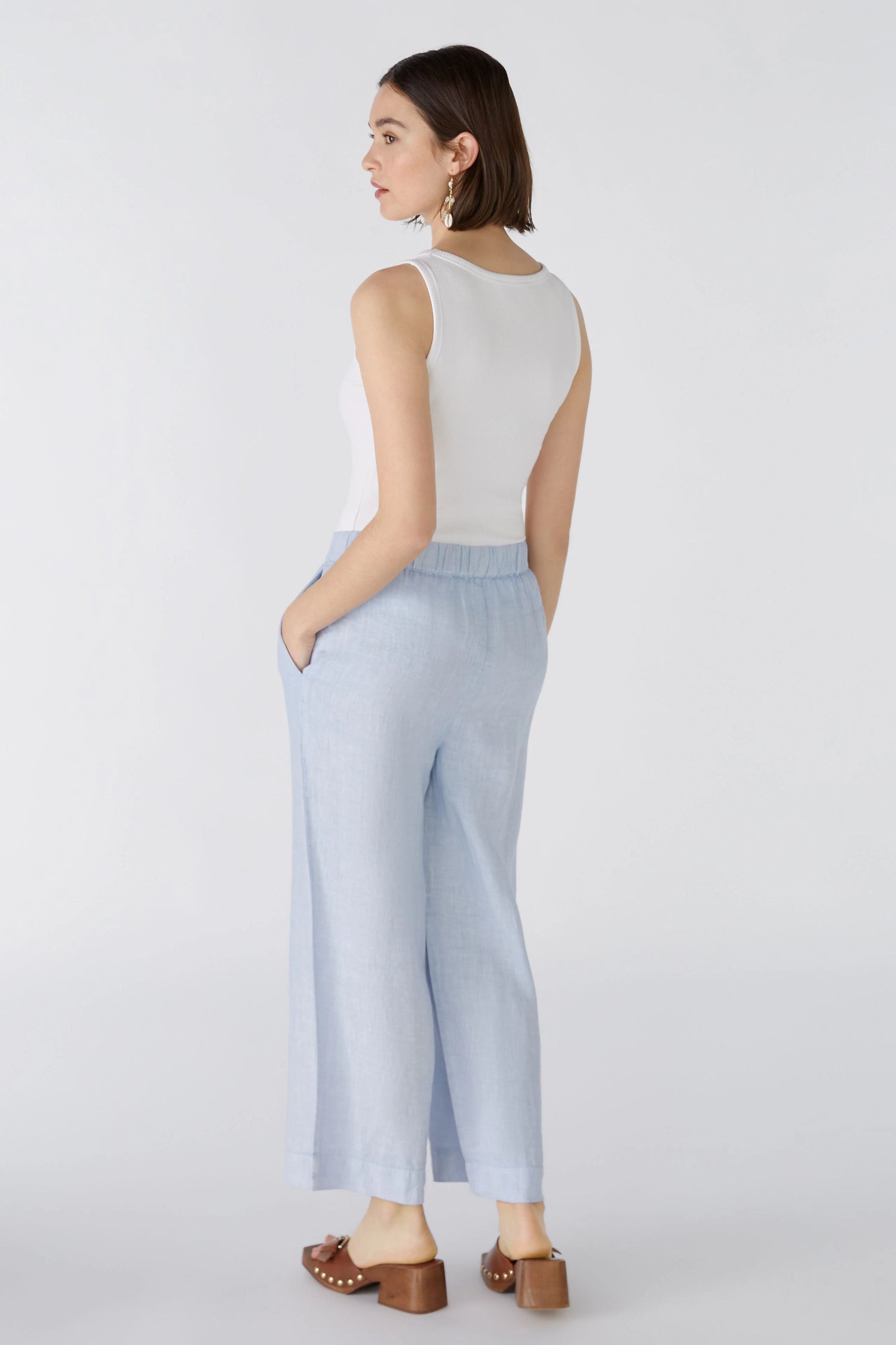 Oui Pull On Linen Crop Pant