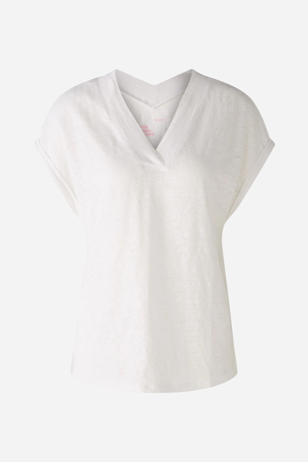 Oui V-Neck Linen Combo T-Shirt