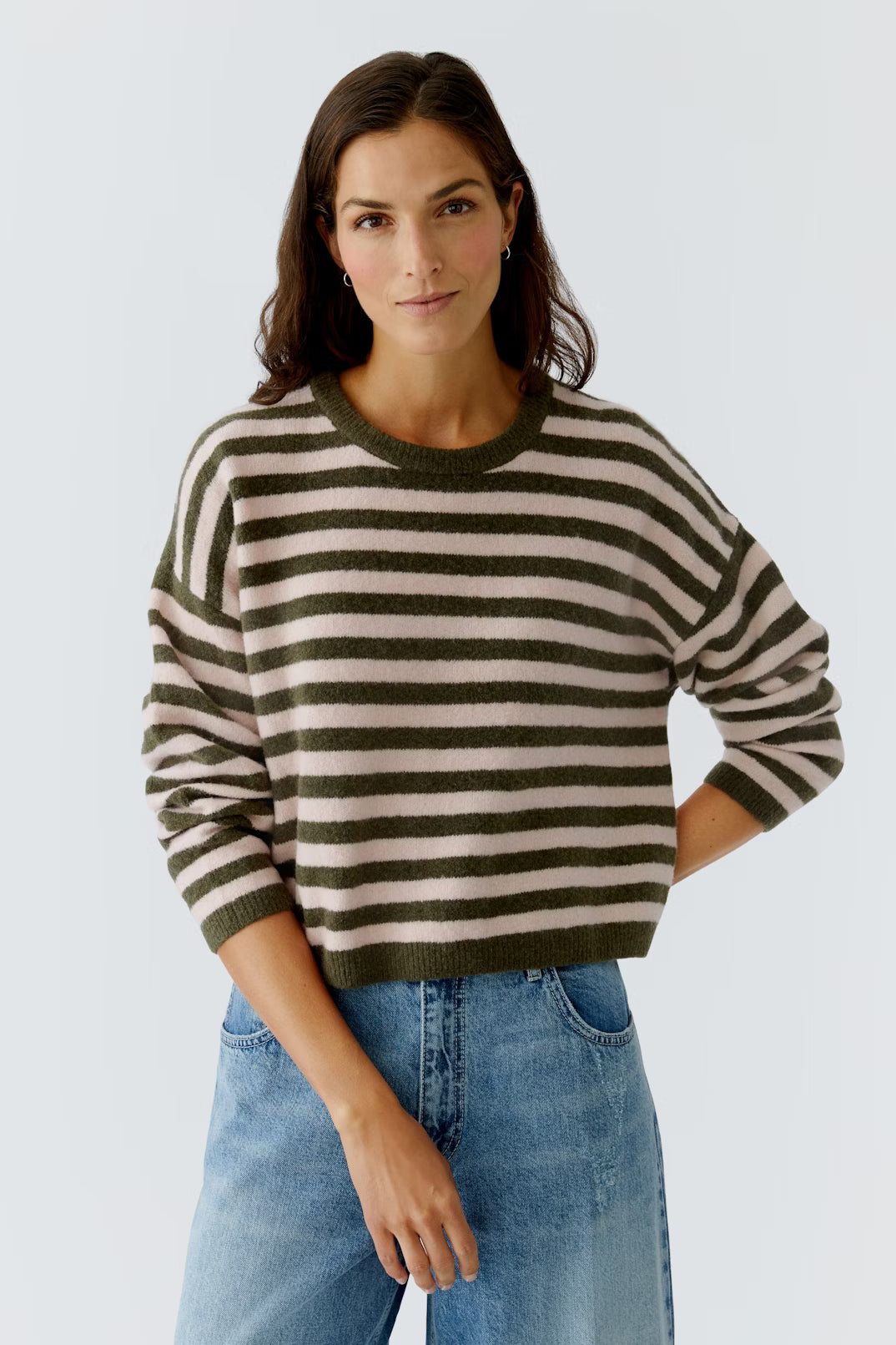 Oui Striped Crew Neck Sweater