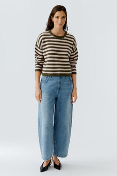 Oui Striped Crew Neck Sweater
