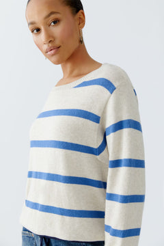 Oui Striped Sweater With Drawcord