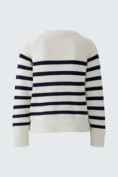 Oui Striped Sweater With Zipped Yoke