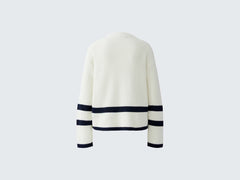 Oui Side Button Sweater With Stripe