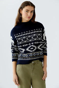 Oui Mock Neck Sweater With Design
