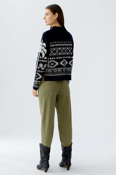 Oui Mock Neck Sweater With Design
