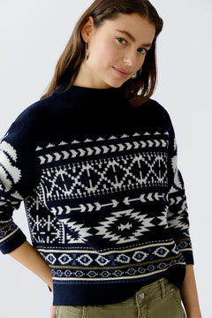 Oui Mock Neck Sweater With Design
