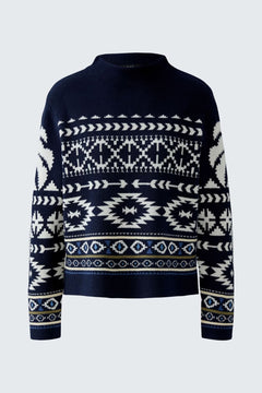 Oui Mock Neck Sweater With Design