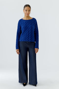 Oui Sirah Cotton Cable Sweater