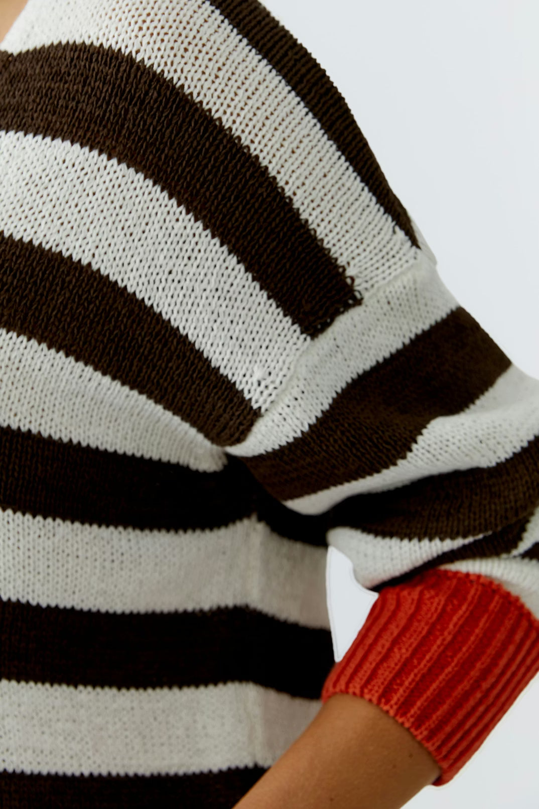 Oui V-Neck Striped Sweater