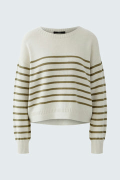 Oui Striped Cotton Blend Sweater