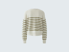 Oui Striped Cotton Blend Sweater