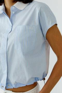 Oui Striped Blouse With Drawcord Style Bottom
