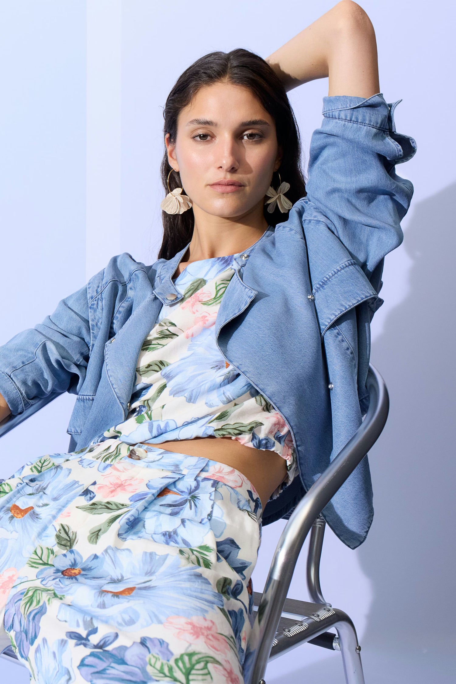 Oui Floral Blouse With Drawcord