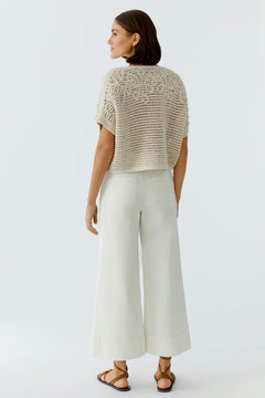 Oui Mesh Knit Sweater With Soutache Embroidery