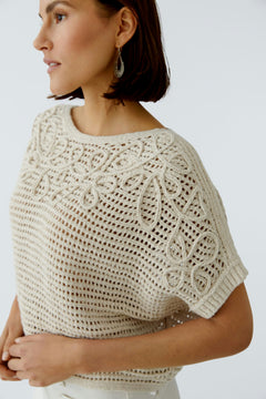 Oui Mesh Knit Sweater With Soutache Embroidery