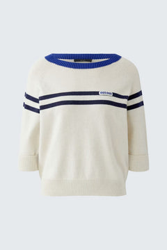 Oui Sporty Half Sleeve Sweater With Stripes