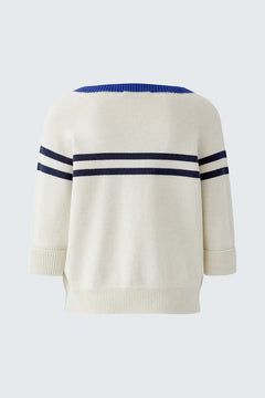 Oui Sporty Half Sleeve Sweater With Stripes