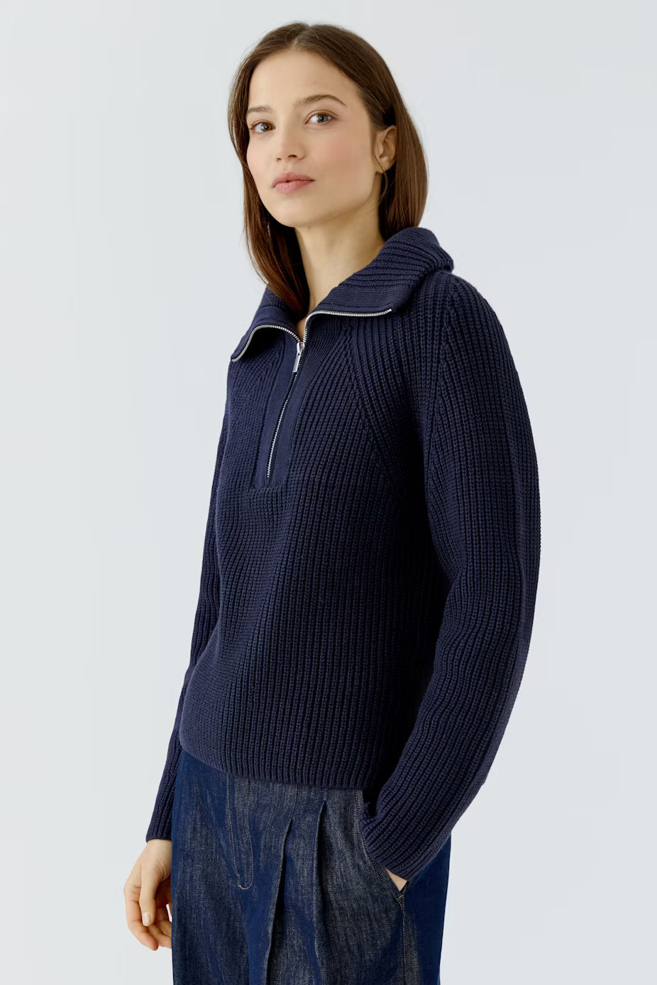 Oui Troyer Cotton Blend 1/4 Zip Pullover