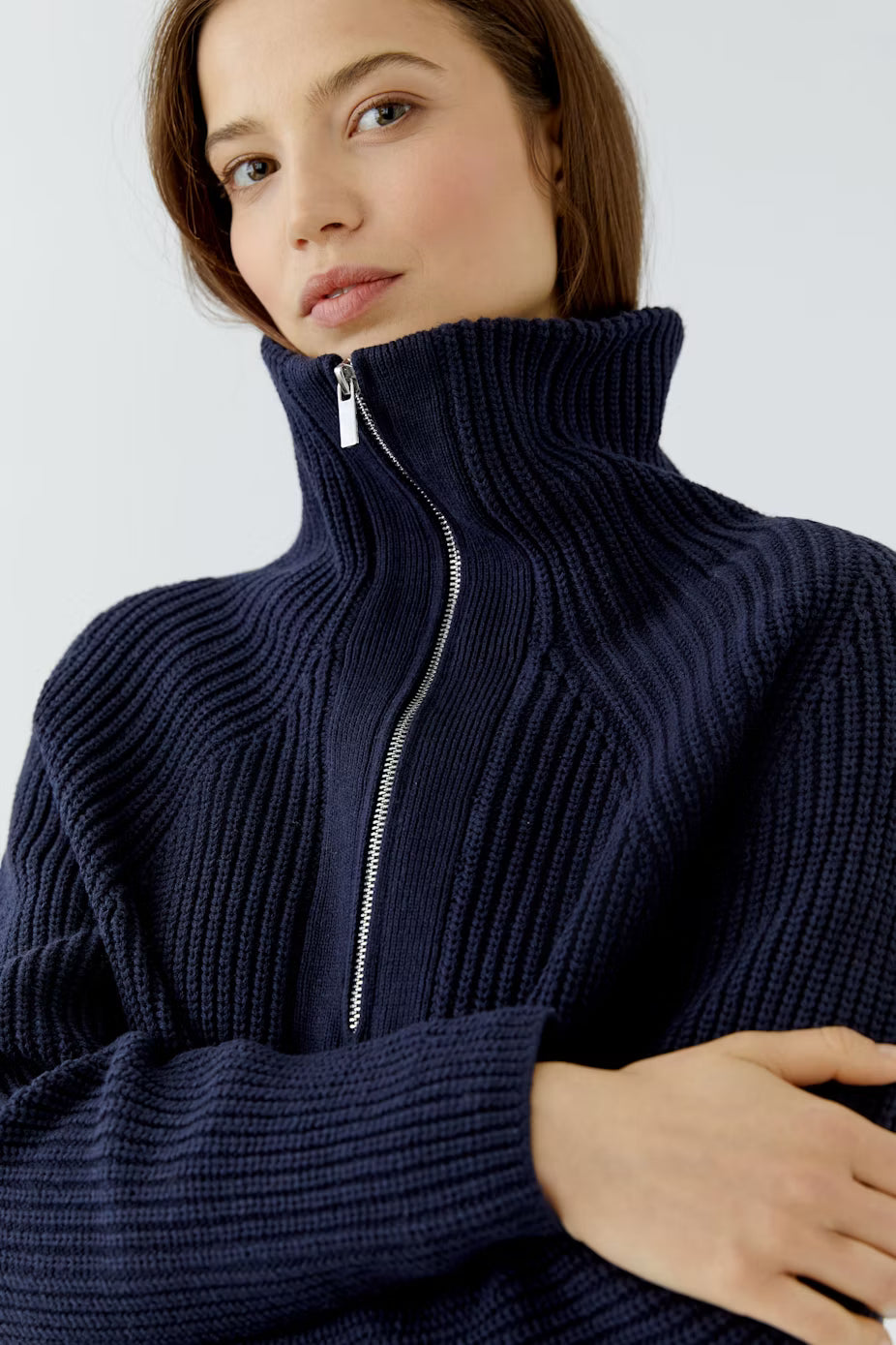 Oui Troyer Cotton Blend 1/4 Zip Pullover