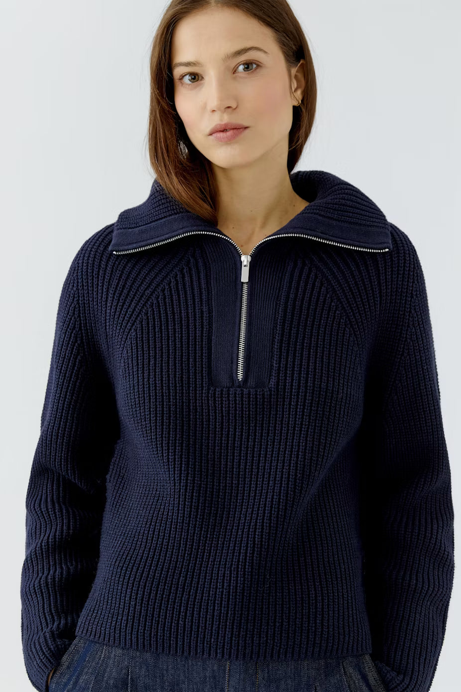 Oui Troyer Cotton Blend 1/4 Zip Pullover