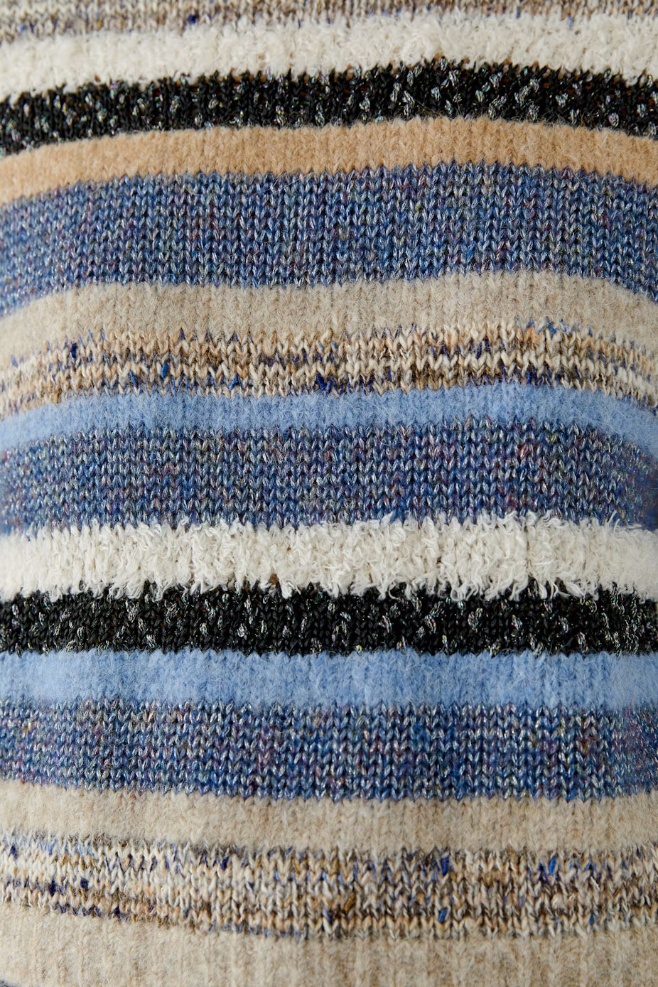 Oui Striped Mixed Media Pullover