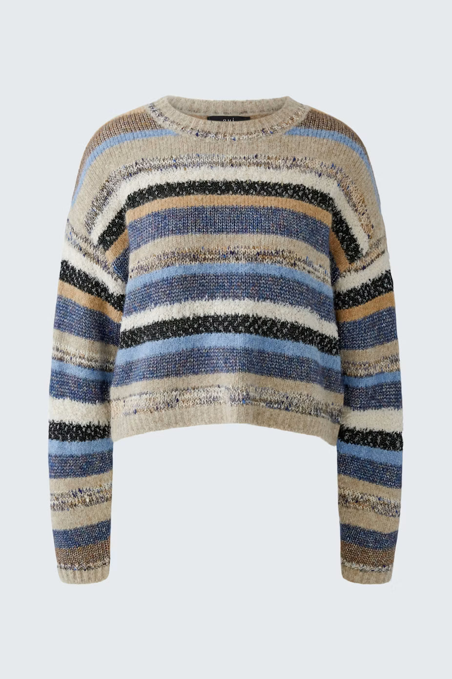 Oui Striped Mixed Media Pullover