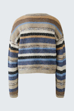 Oui Striped Mixed Media Pullover